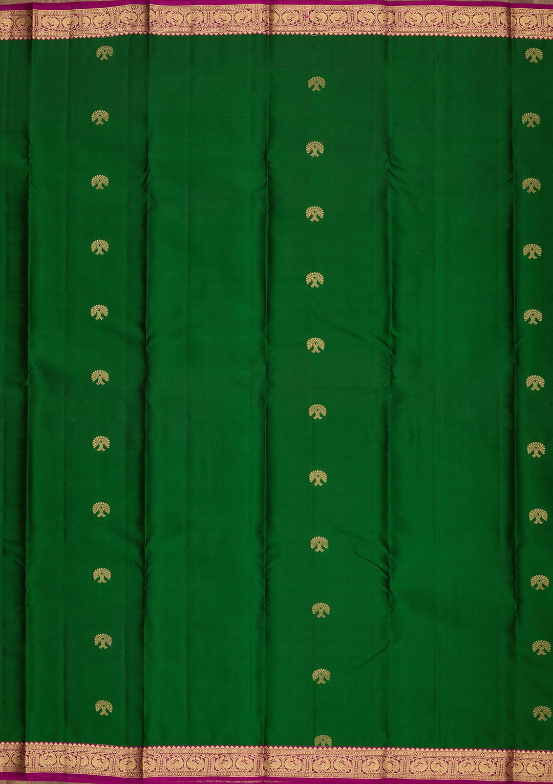 Bottle Green Zariwork Pure Silk Saree-Koskii