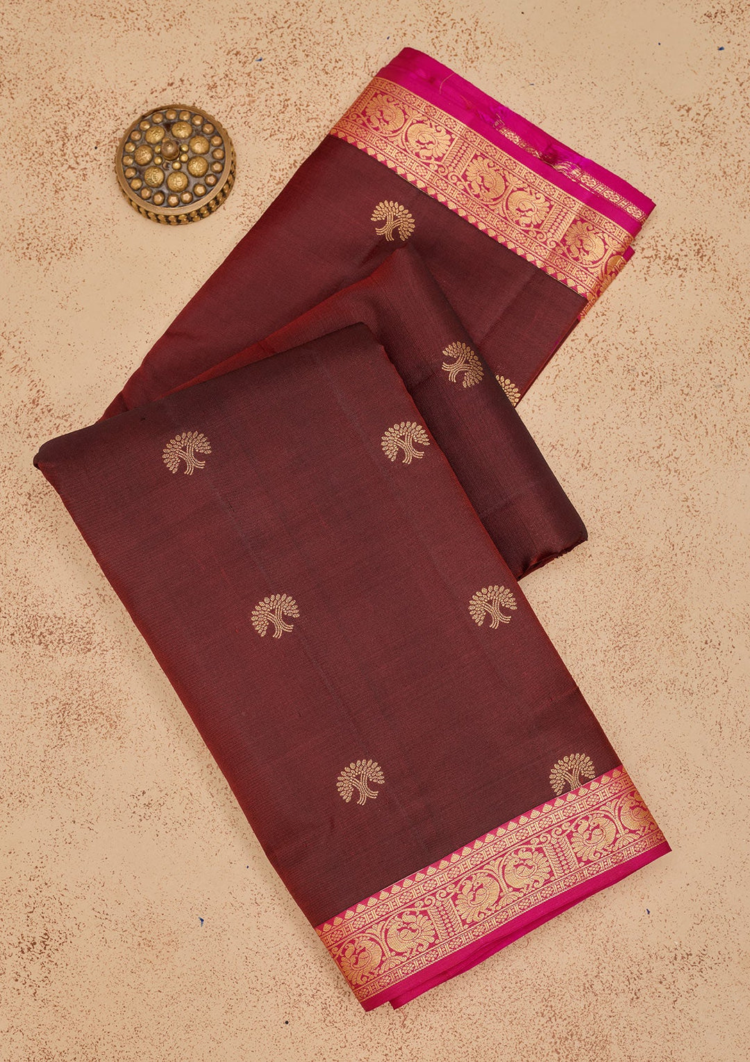 Dark Maroon Zariwork Pure Silk Saree-Koskii