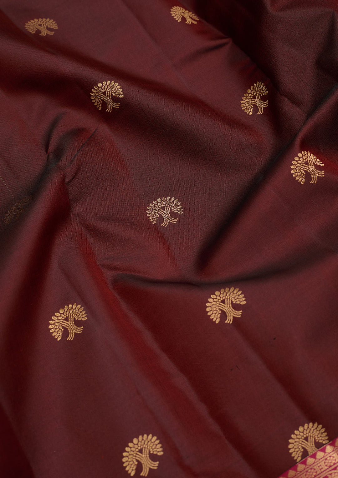 Dark Maroon Zariwork Pure Silk Saree-Koskii