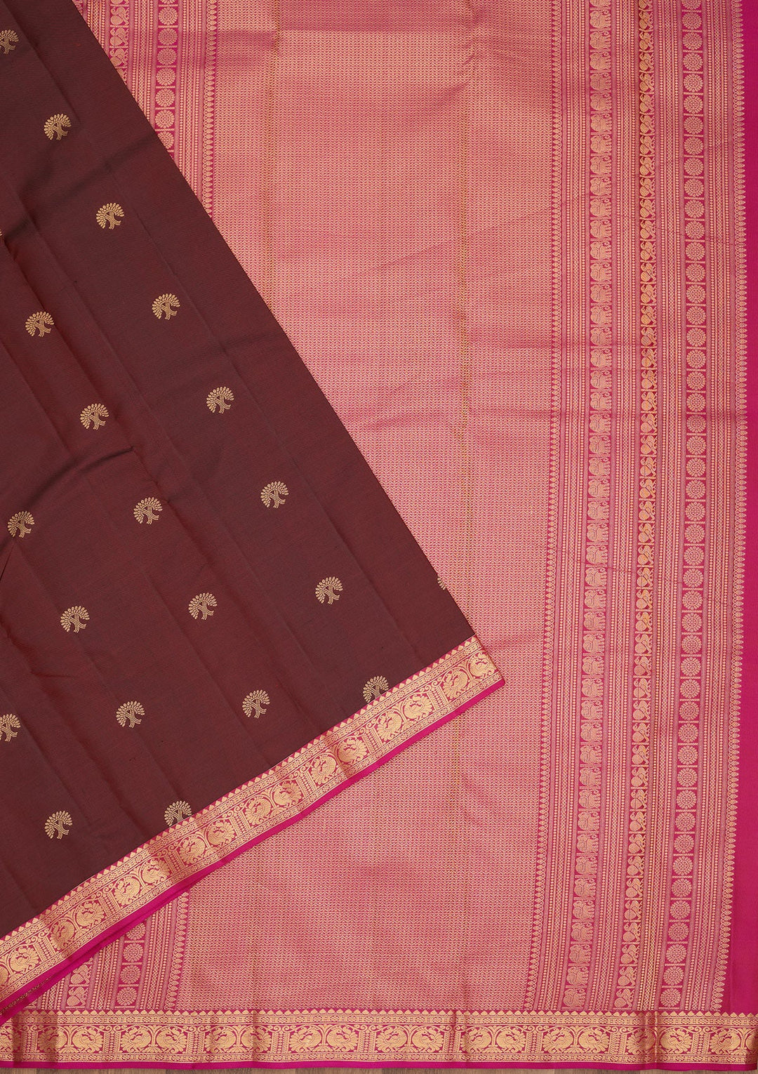 Dark Maroon Zariwork Pure Silk Saree-Koskii
