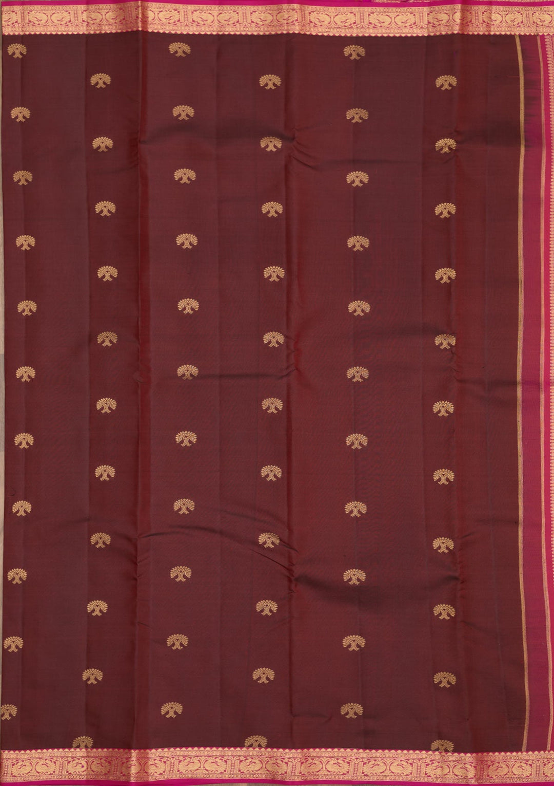 Dark Maroon Zariwork Pure Silk Saree-Koskii
