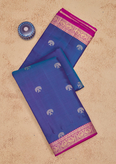 Royal Blue Zariwork Pure Silk Saree-Koskii