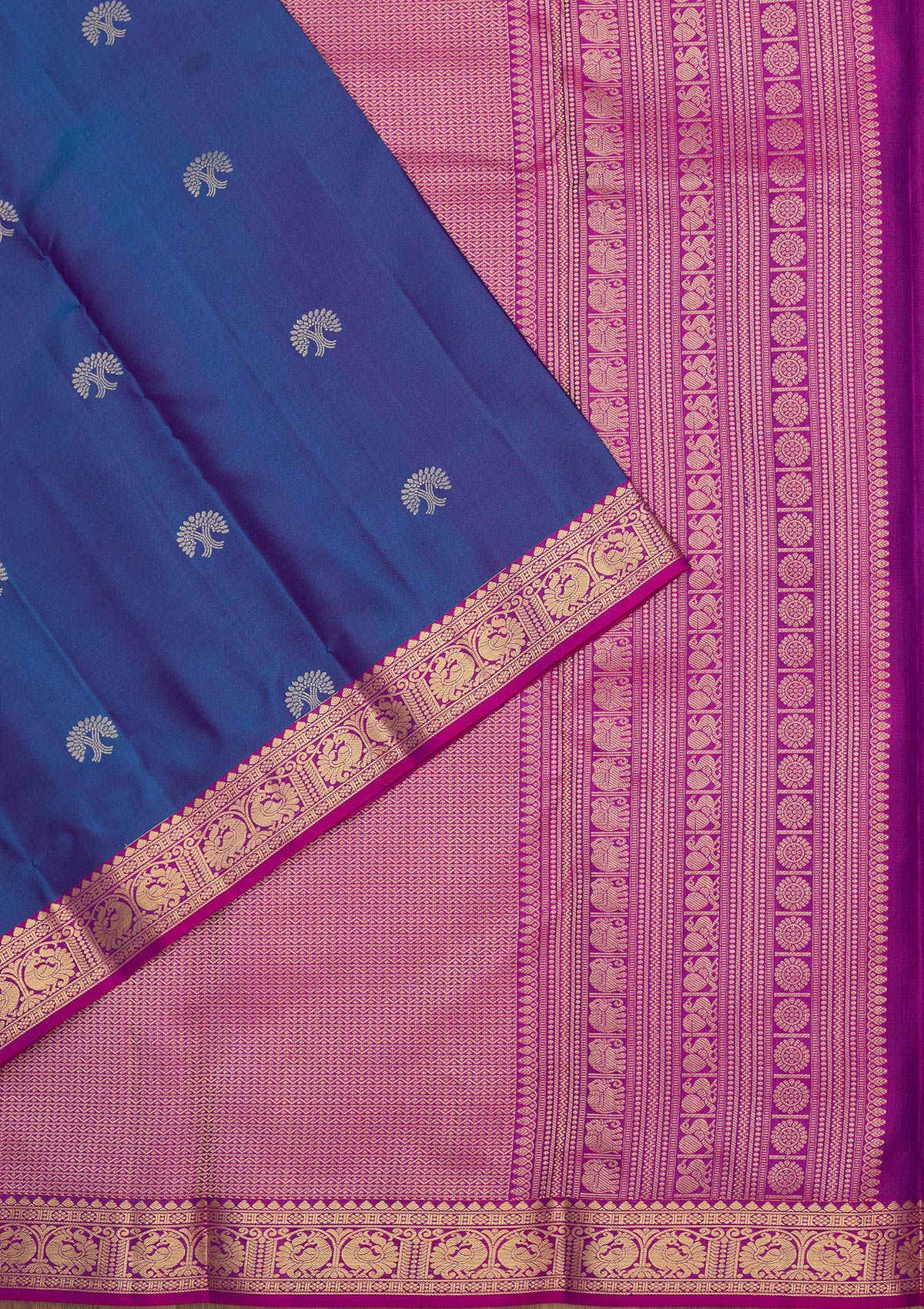 Royal Blue Zariwork Pure Silk Saree-Koskii