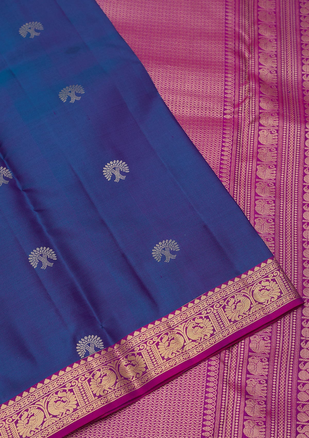 Royal Blue Zariwork Pure Silk Saree-Koskii