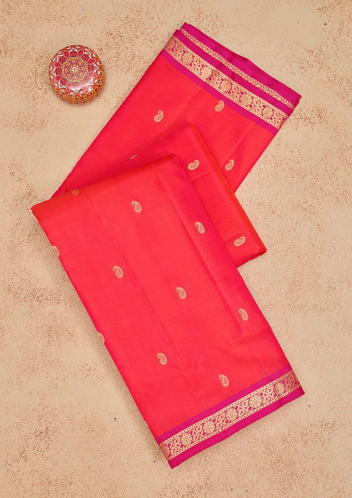 Red Zariwork Pure Silk Saree-Koskii