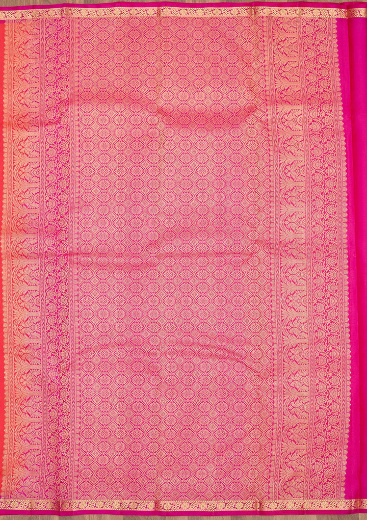 Red Zariwork Pure Silk Saree-Koskii