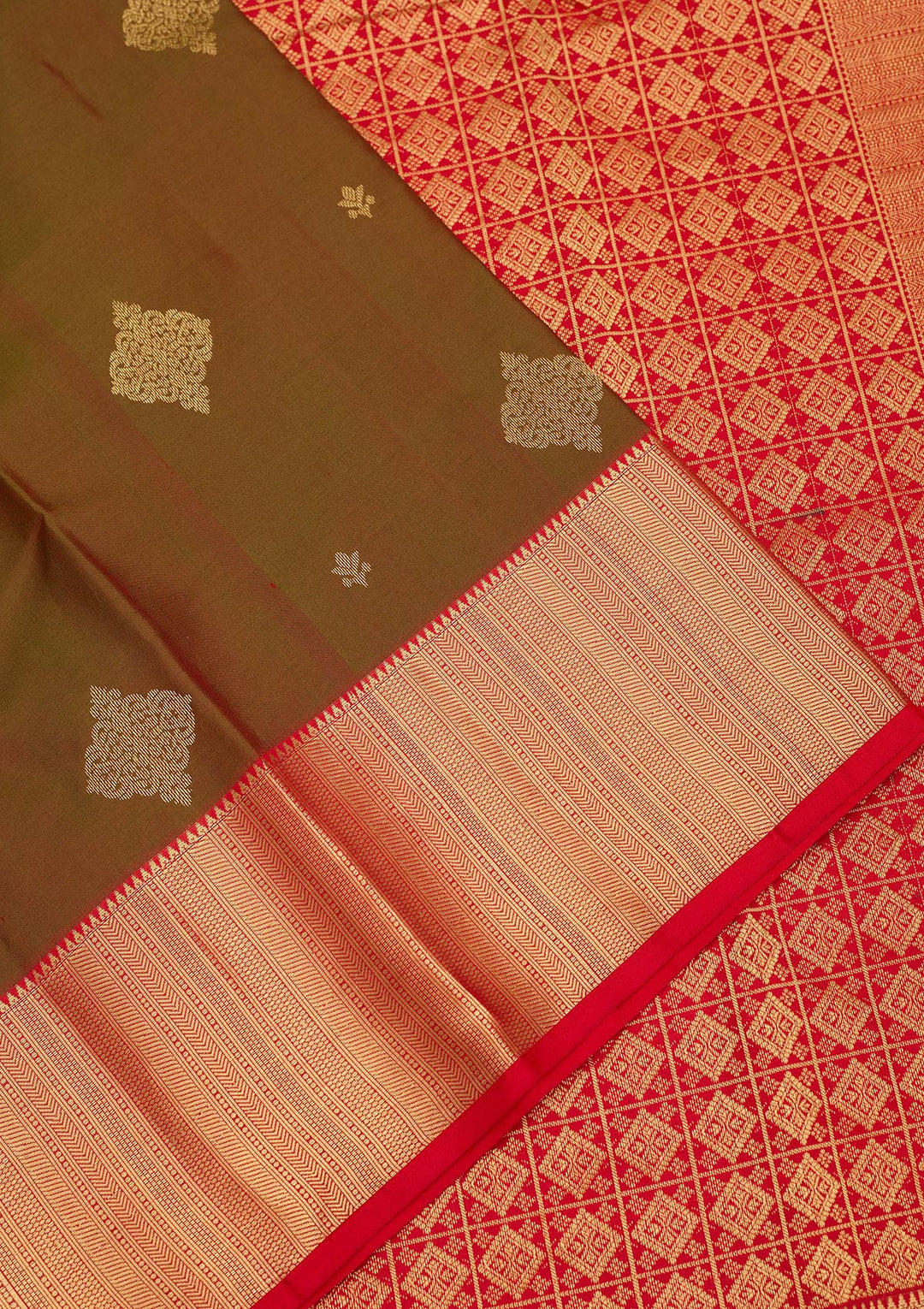 Mehendi Zariwork Pure Silk Saree-Koskii