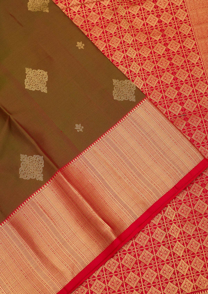Mehendi Zariwork Pure Silk Saree-Koskii