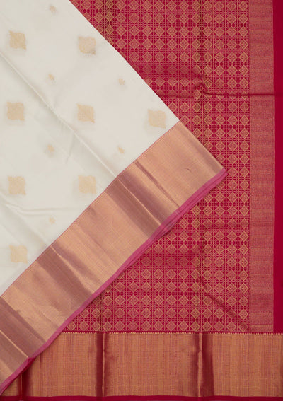 White Zariwork Pure Silk Saree-Koskii