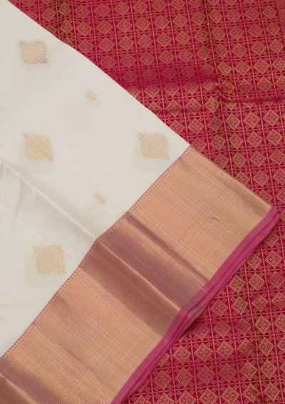 White Zariwork Pure Silk Saree-Koskii