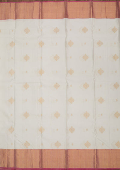 White Zariwork Pure Silk Saree-Koskii