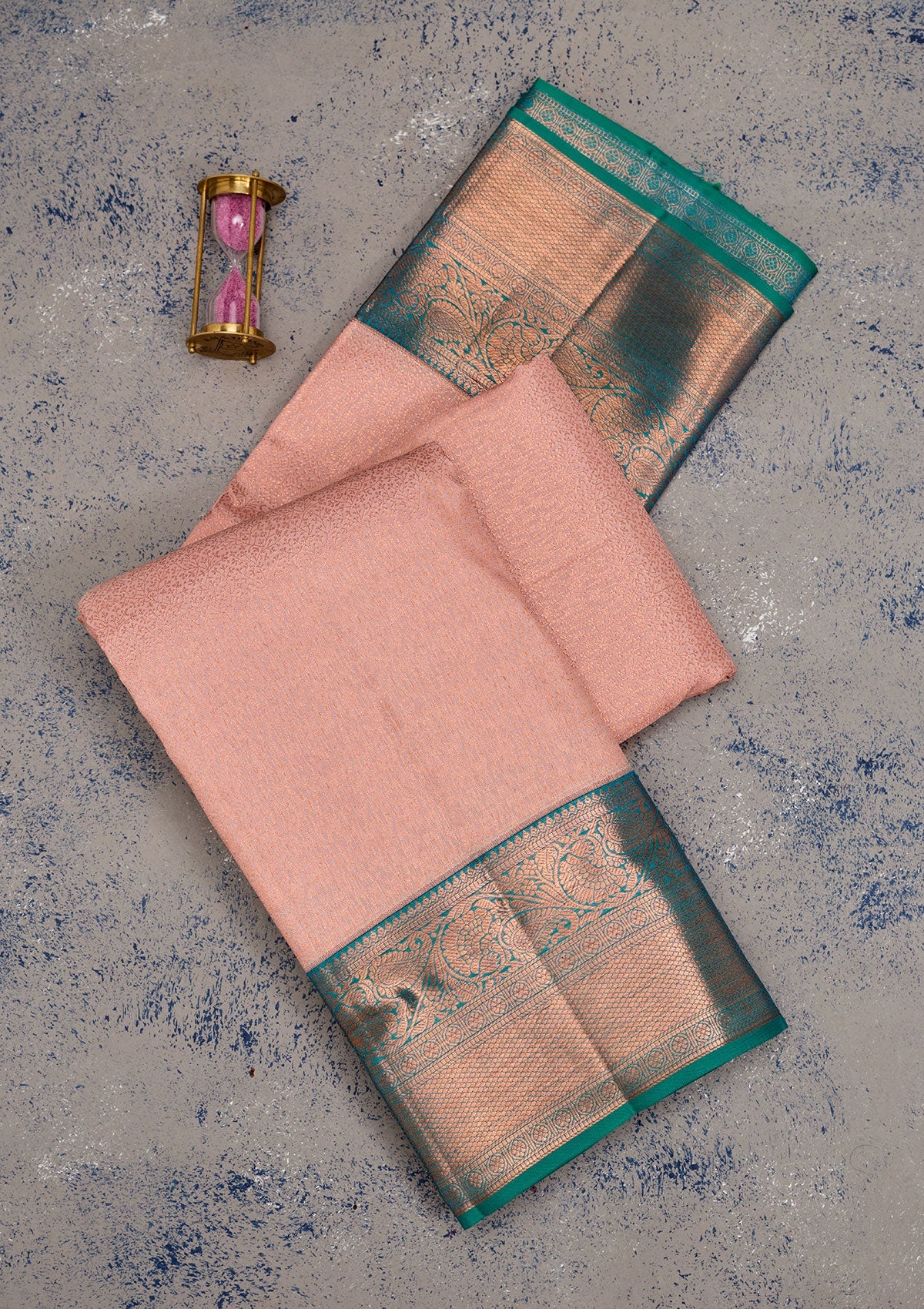 Peach Zariwork Pure Silk Saree-Koskii