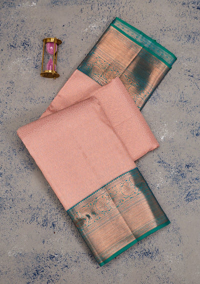 Peach Zariwork Pure Silk Saree-Koskii