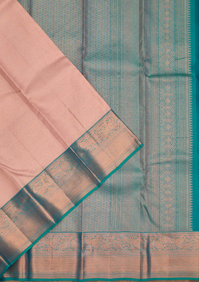 Peach Zariwork Pure Silk Saree-Koskii