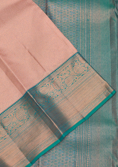 Peach Zariwork Pure Silk Saree-Koskii