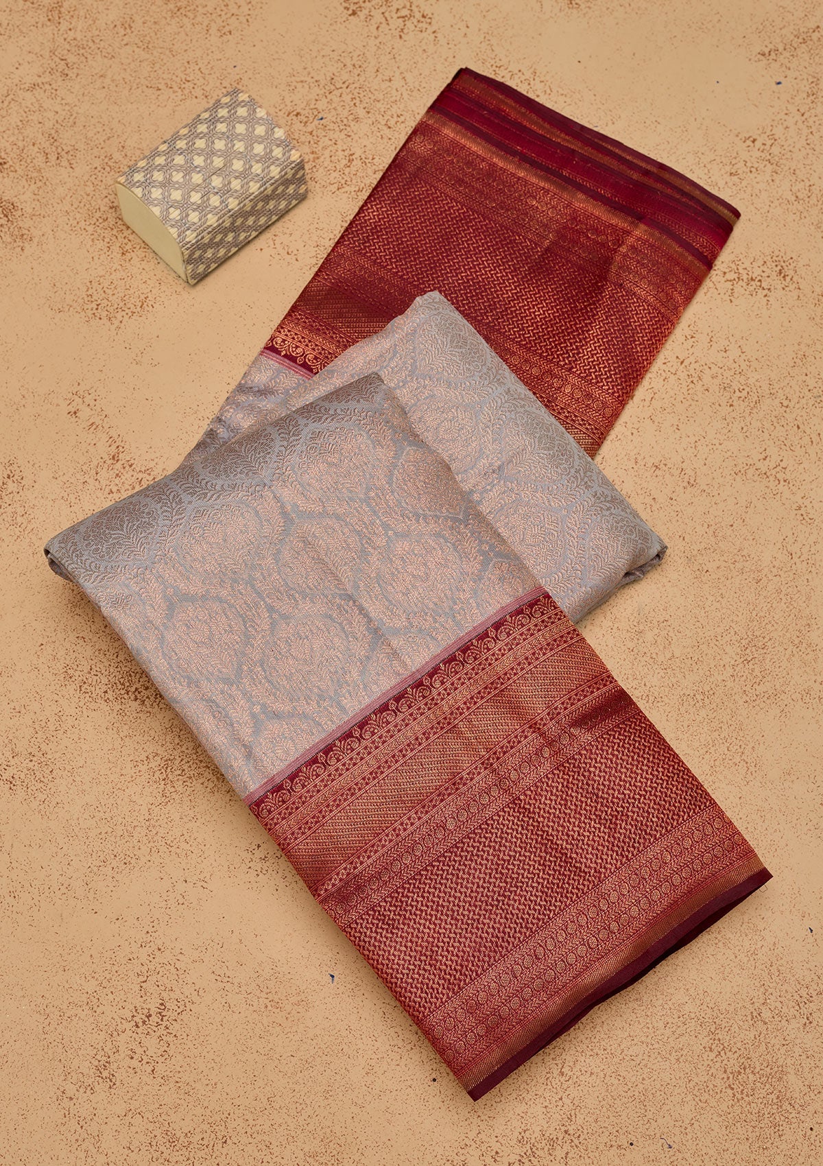 Light Grey Zariwork Pure Silk Saree-Koskii