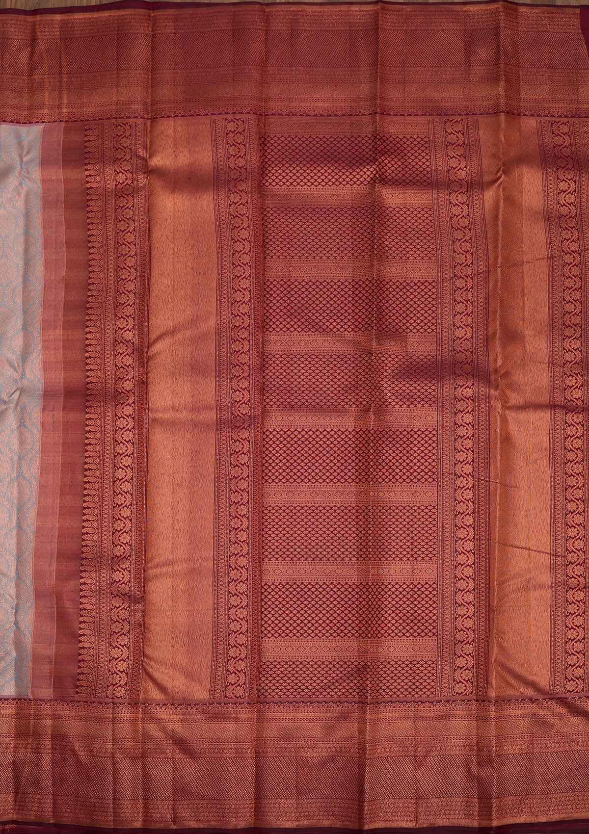 Light Grey Zariwork Pure Silk Saree-Koskii