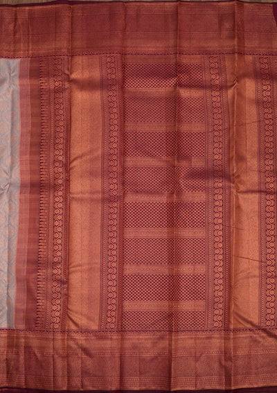 Light Grey Zariwork Pure Silk Saree-Koskii