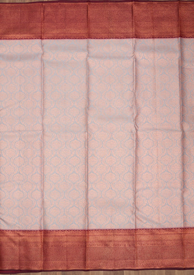 Light Grey Zariwork Pure Silk Saree-Koskii