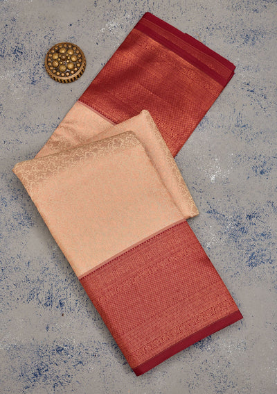 Beige Zariwork Pure Silk Saree-Koskii