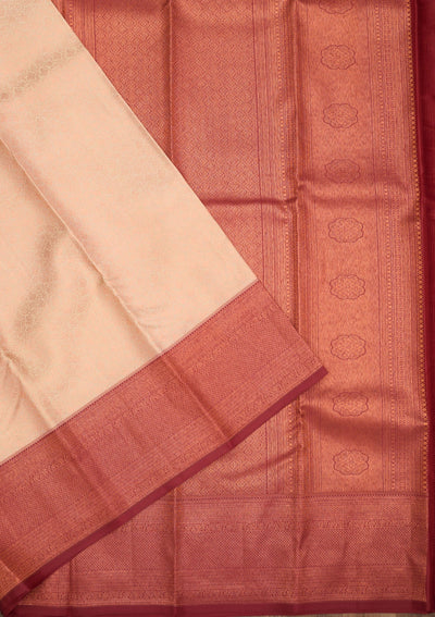 Beige Zariwork Pure Silk Saree-Koskii