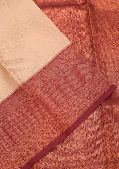 Beige Zariwork Pure Silk Saree-Koskii