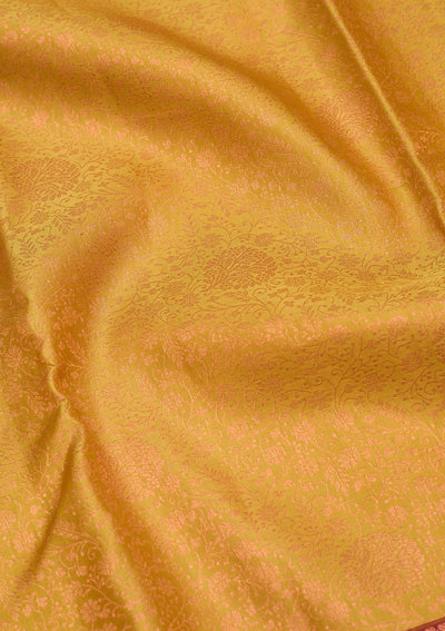 Mustard Zariwork Pure Silk Saree-Koskii