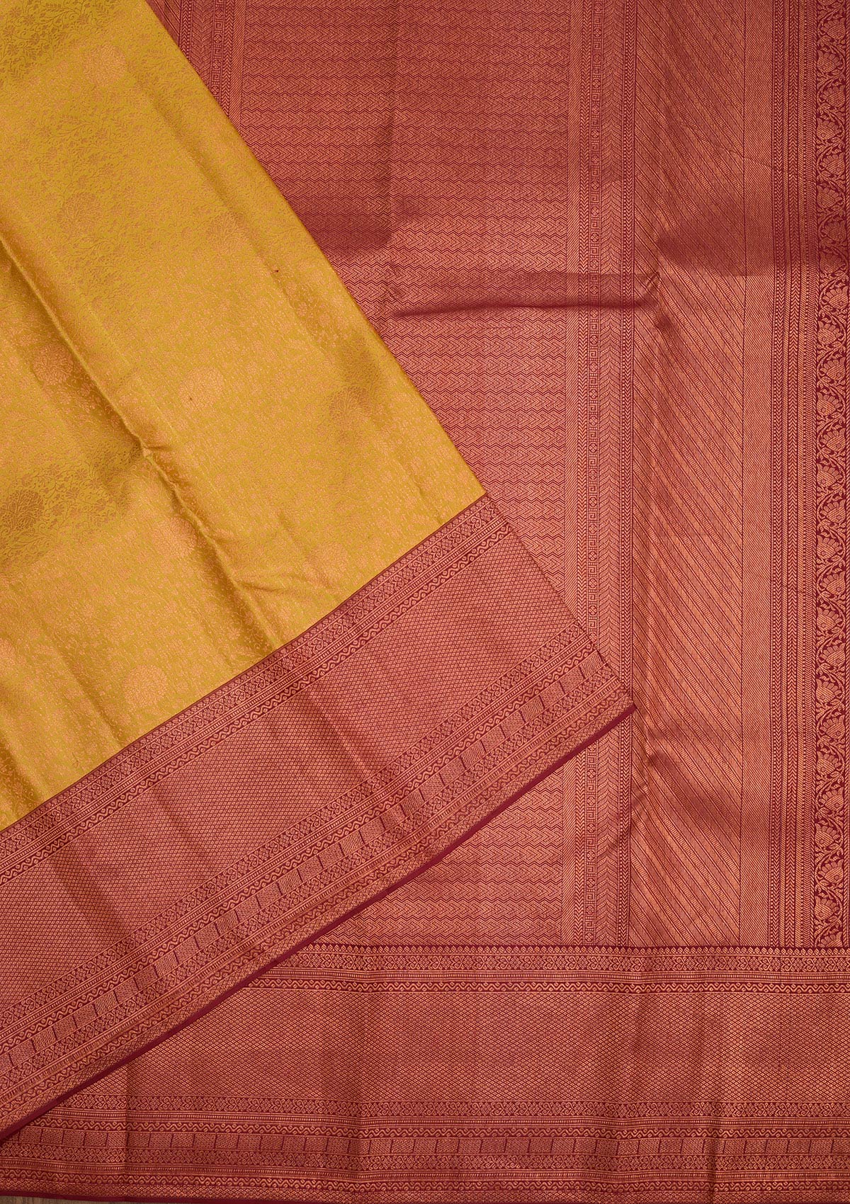 Mustard Zariwork Pure Silk Saree-Koskii