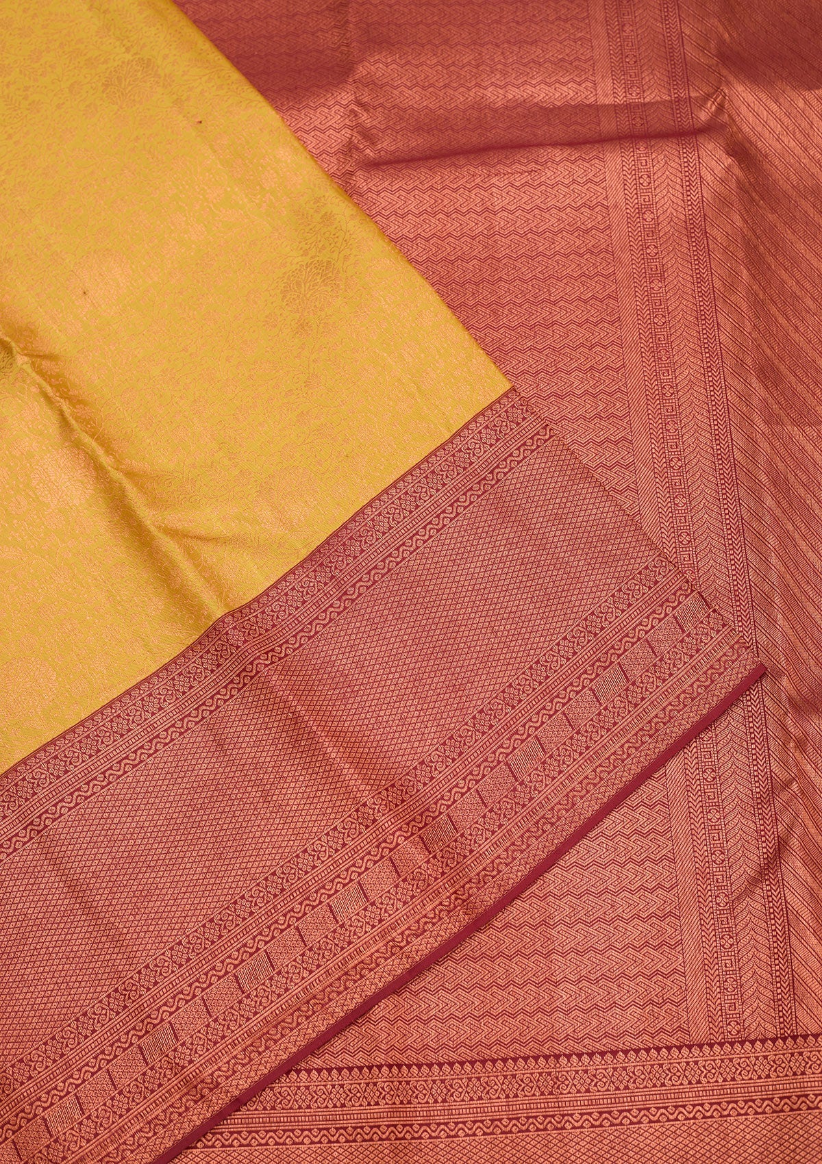 Mustard Zariwork Pure Silk Saree-Koskii