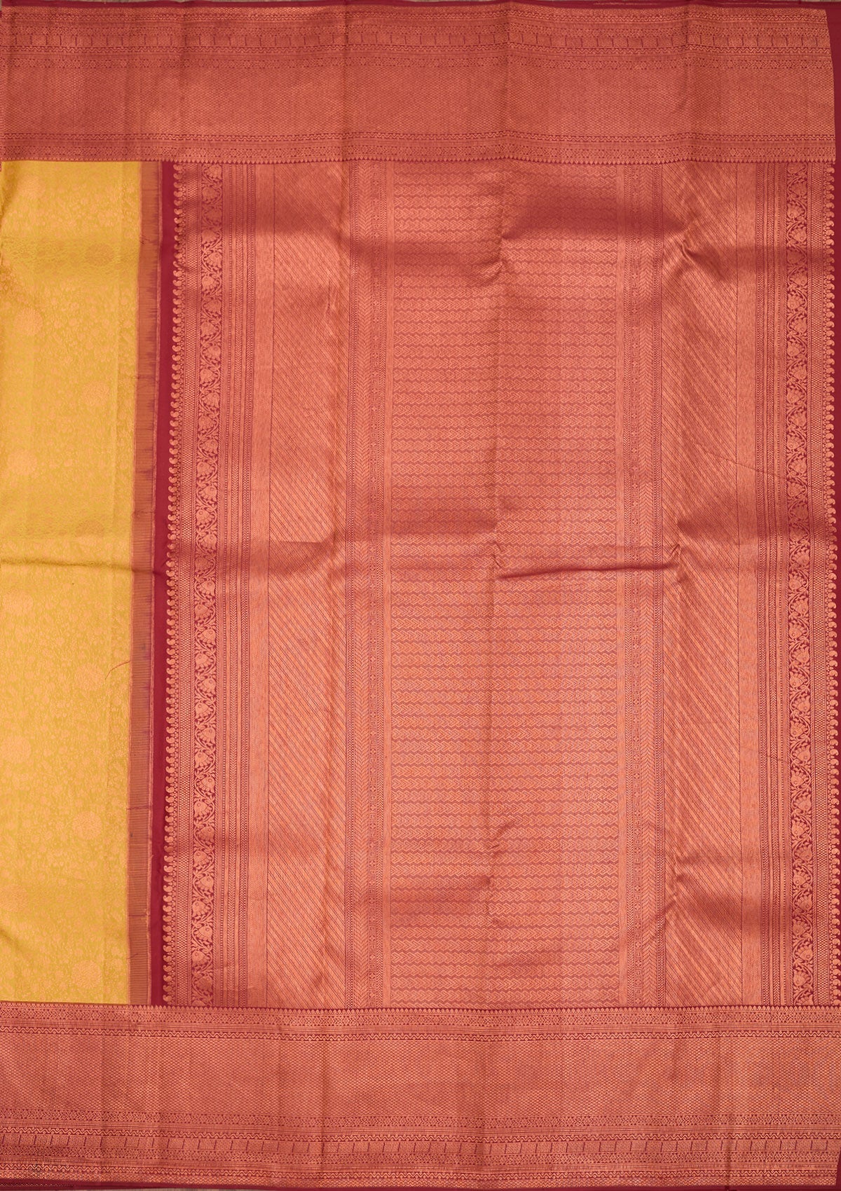 Mustard Zariwork Pure Silk Saree-Koskii