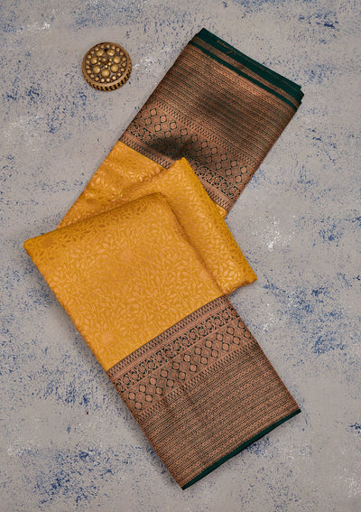 Yellow Zariwork Pure Silk Saree-Koskii
