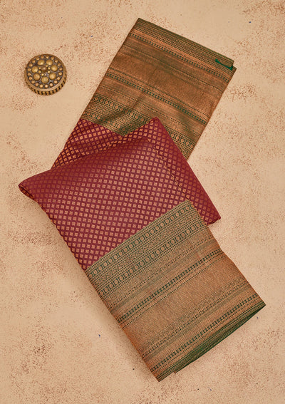 Wine Zariwork Pure Silk Saree-Koskii