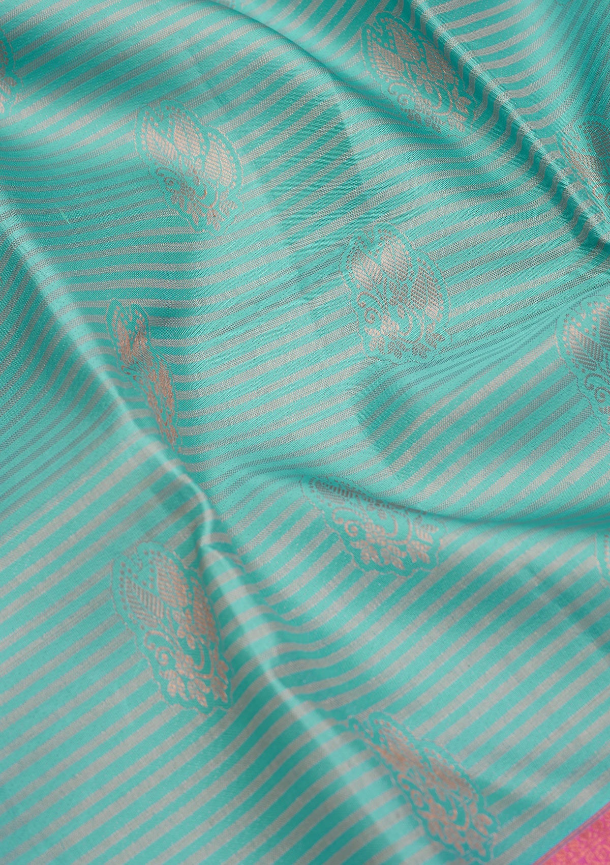 Turquoise Blue Zariwork Pure Silk Saree-Koskii