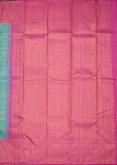 Turquoise Blue Zariwork Pure Silk Saree-Koskii