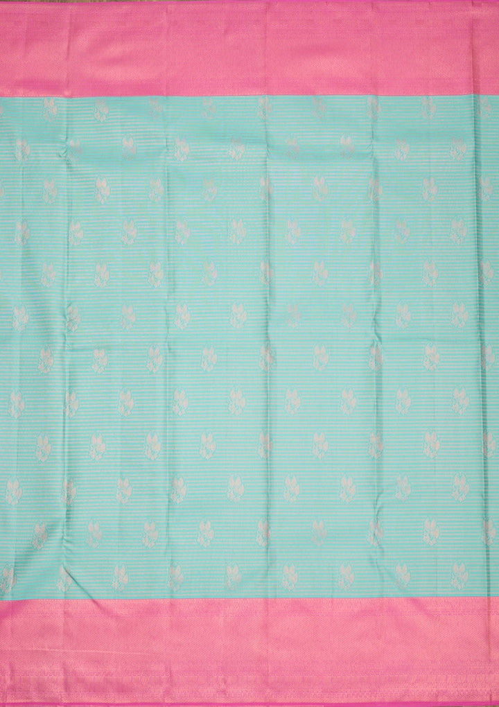 Turquoise Blue Zariwork Pure Silk Saree-Koskii