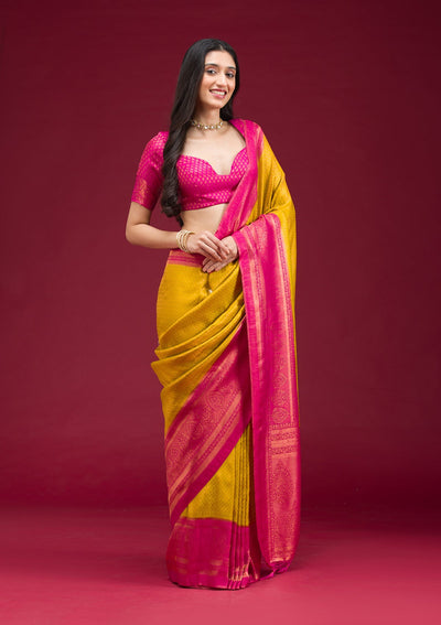 Gold Zariwork Art Silk Saree-Koskii