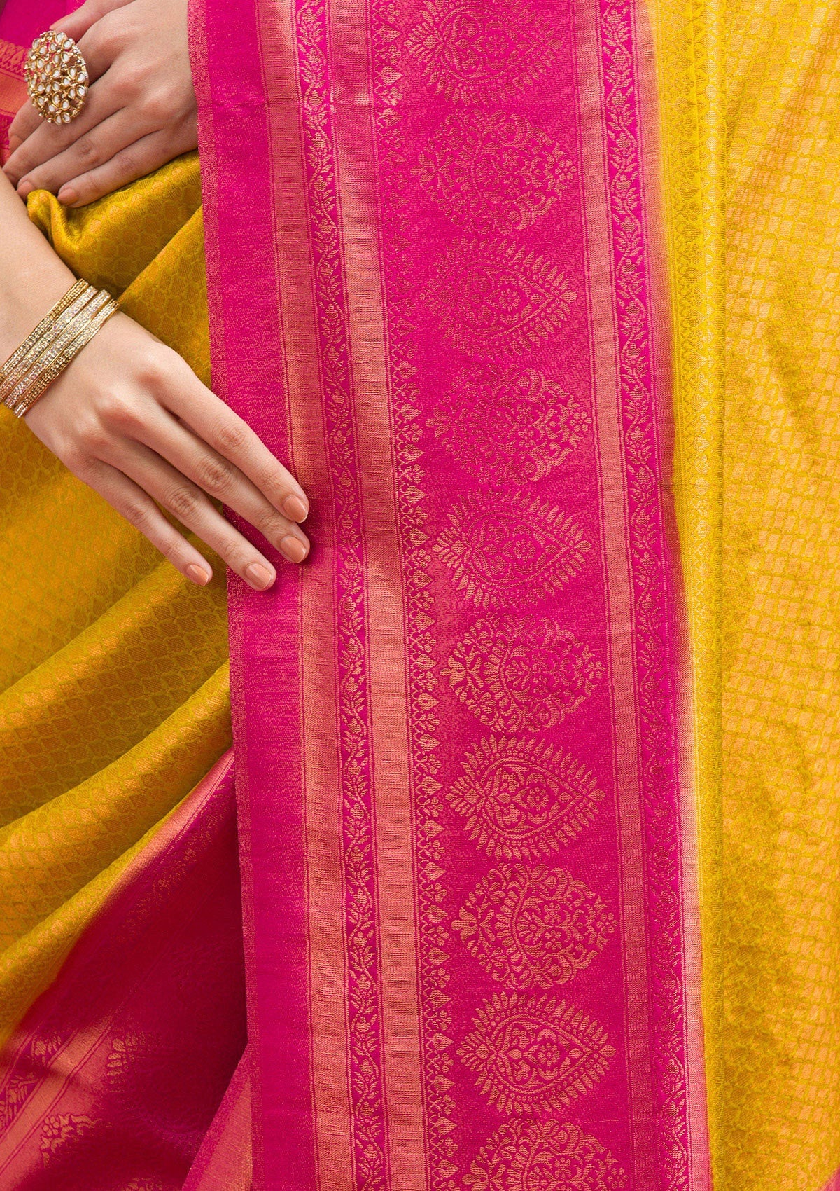 Gold Zariwork Art Silk Saree-Koskii