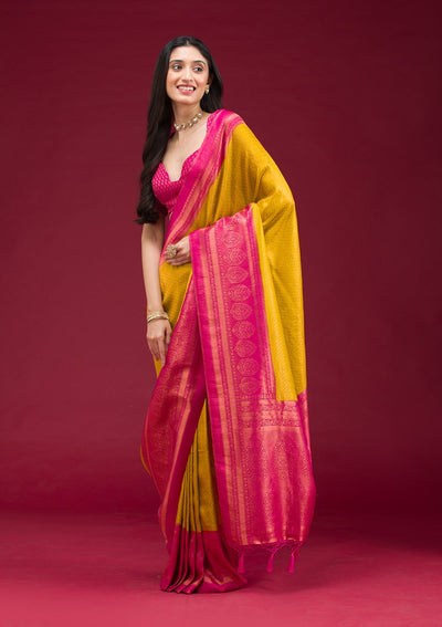 Gold Zariwork Art Silk Saree-Koskii