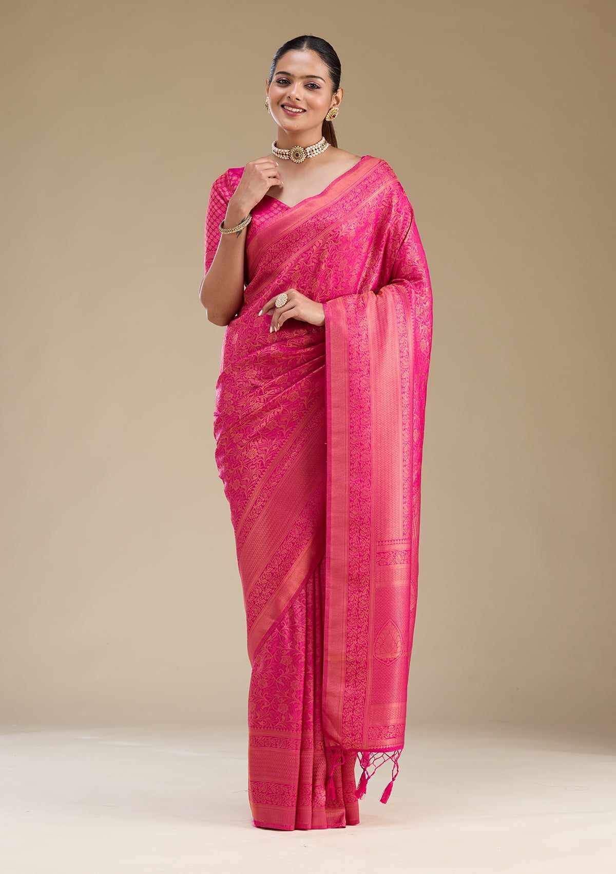 Wine Threadwork Silk Saree-Koskii