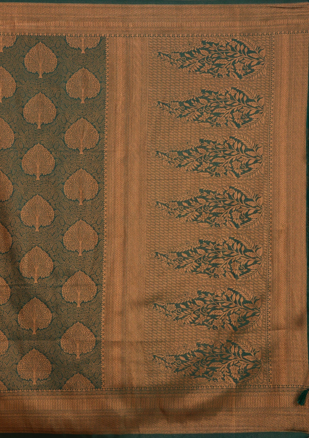 Sea Green Zariwork Art Silk Saree-Koskii