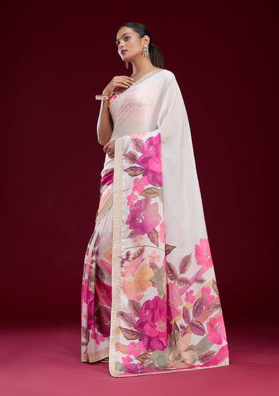 Peach Zariwork Art Silk Saree-Koskii