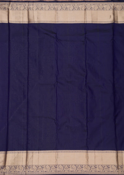 Navy Blue Zariwork Pure Silk Saree-Koskii