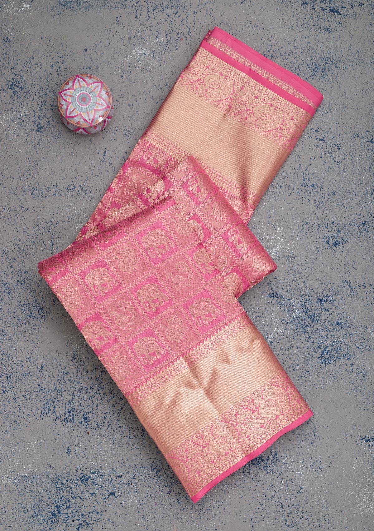 Onion Pink Zariwork Pure Silk Saree-Koskii