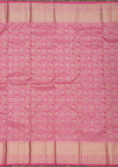 Onion Pink Zariwork Pure Silk Saree-Koskii