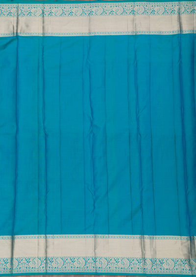Peacock Blue Zariwork Pure Silk Saree-Koskii