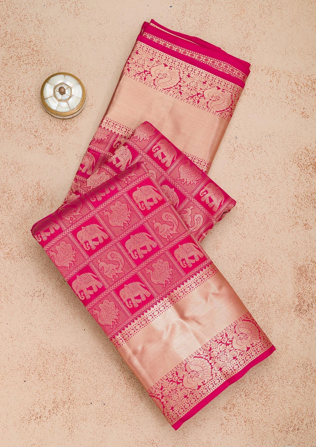 Rani Pink Zariwork Pure Silk Saree-Koskii