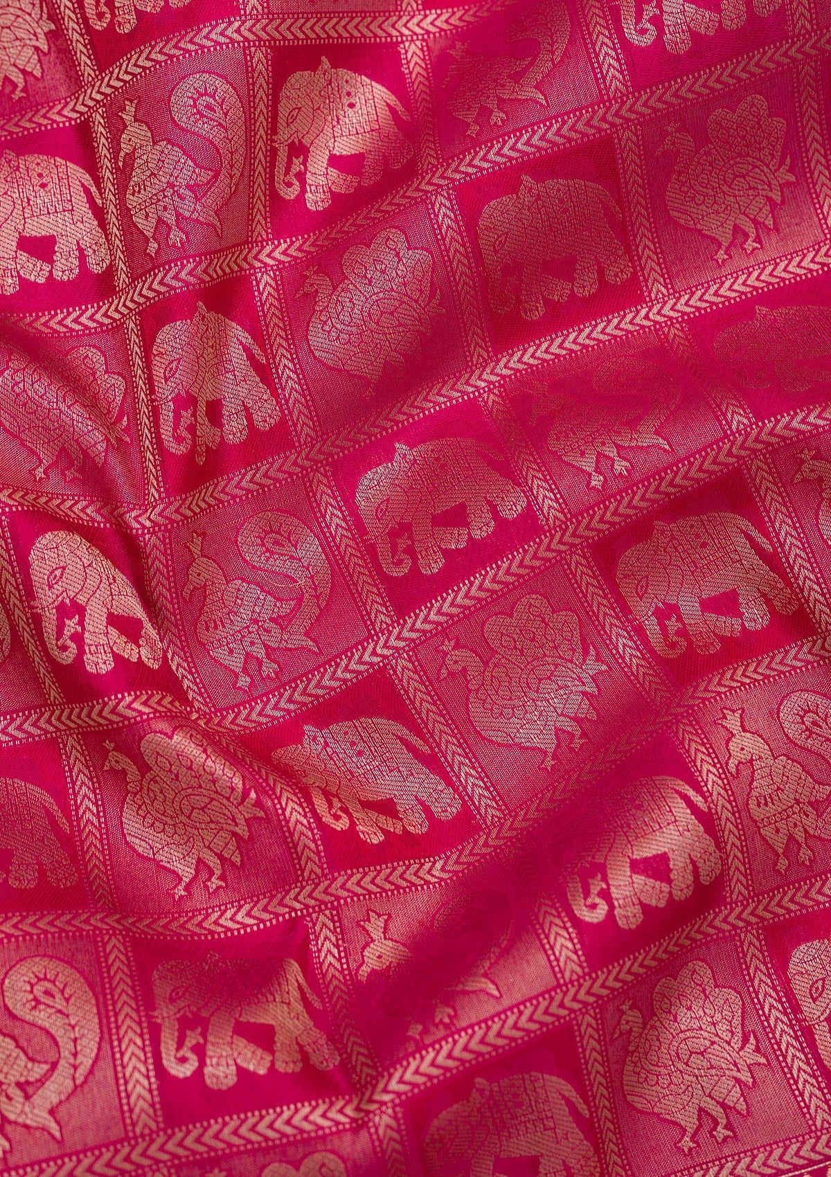 Rani Pink Zariwork Pure Silk Saree-Koskii