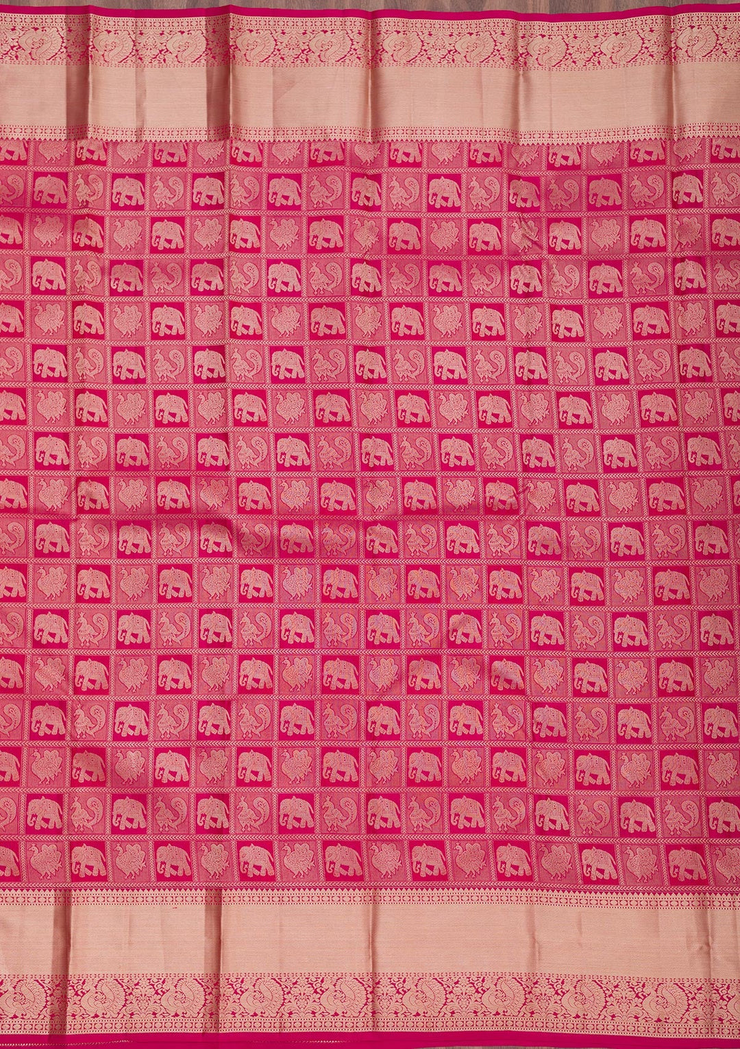 Rani Pink Zariwork Pure Silk Saree-Koskii