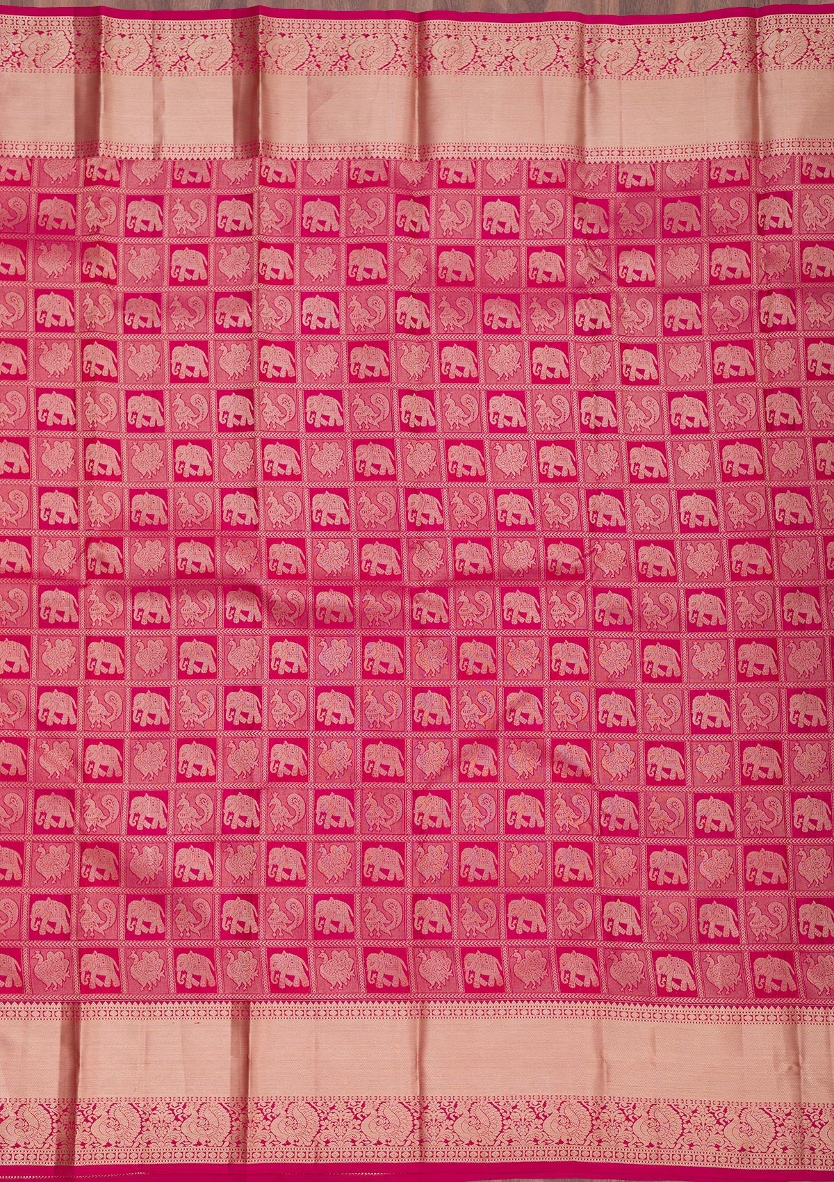 Rani Pink Zariwork Pure Silk Saree-Koskii