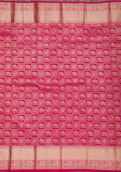 Rani Pink Zariwork Pure Silk Saree-Koskii